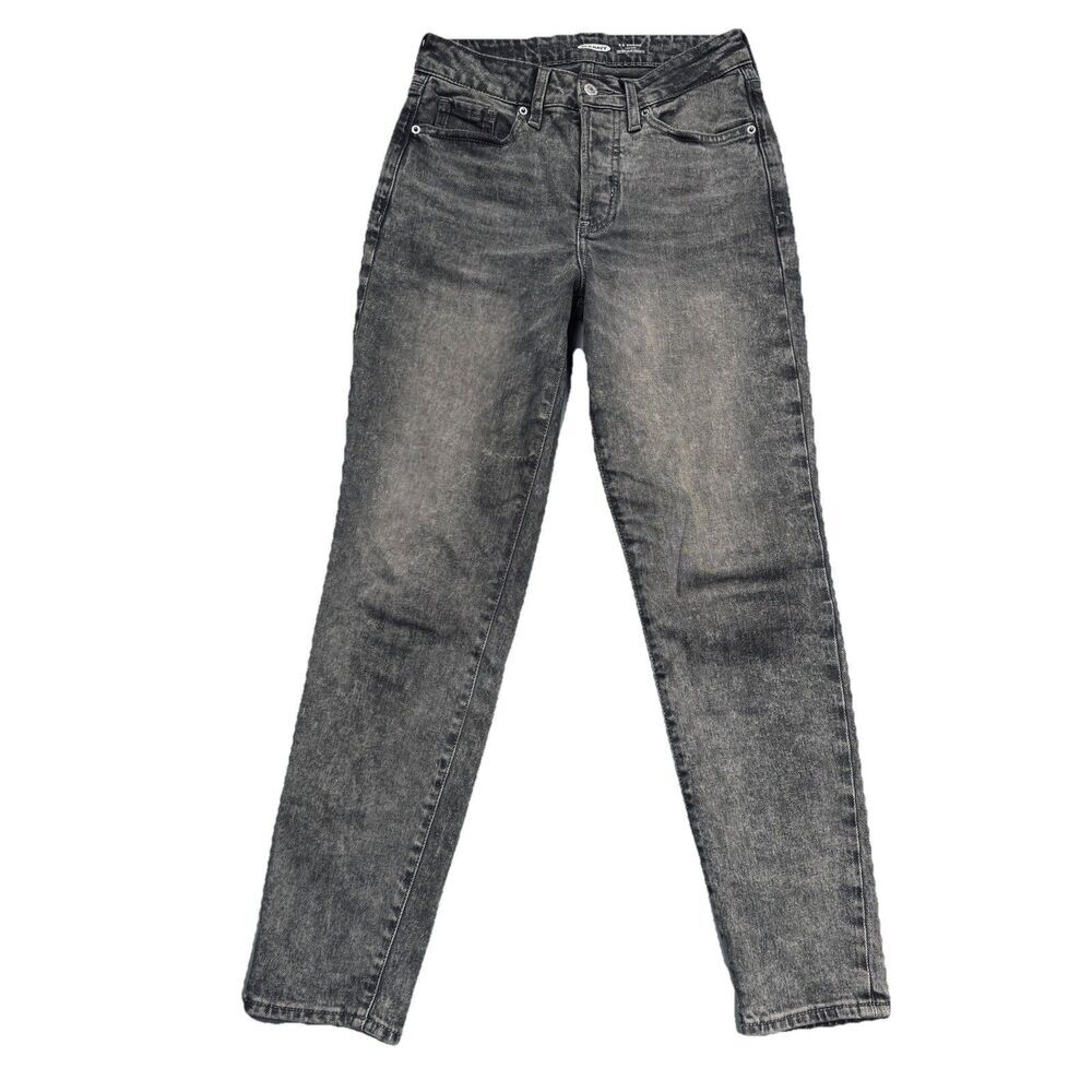 Old Navy OG Straight Jeans 0 (26x27.5) Gray Stone Button Fly High Rise Womens